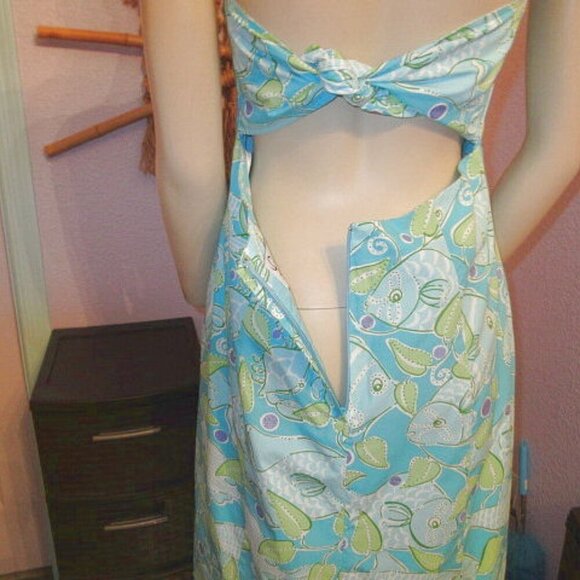 Vtg Lilly Pulitzer Sabrina Strapless Atlantis Dress Size 10 Glitter Fit & Flare - Picture 9 of 10